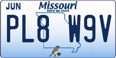 MO license plate PL8W9V