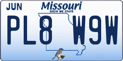 MO license plate PL8W9W