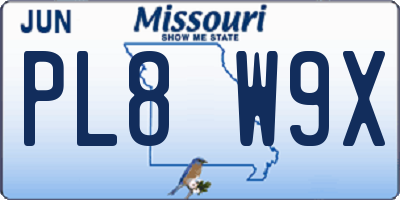 MO license plate PL8W9X