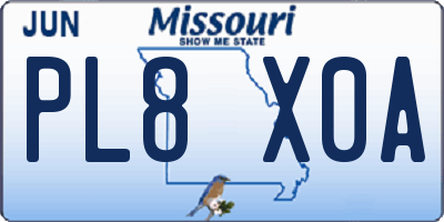 MO license plate PL8X0A