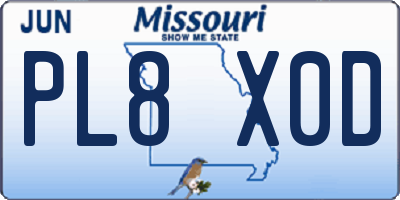MO license plate PL8X0D