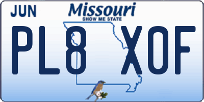 MO license plate PL8X0F
