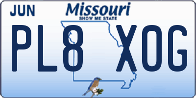 MO license plate PL8X0G