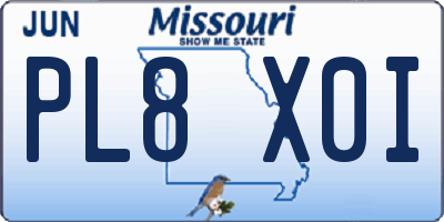 MO license plate PL8X0I