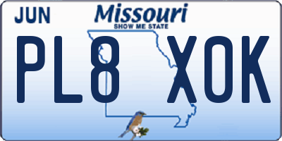 MO license plate PL8X0K