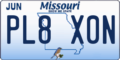 MO license plate PL8X0N