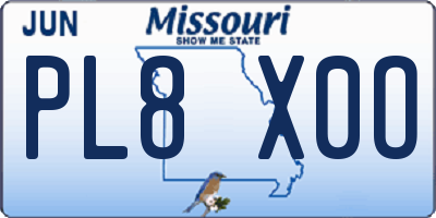 MO license plate PL8X0O