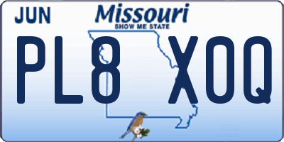 MO license plate PL8X0Q