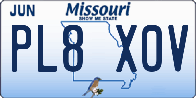 MO license plate PL8X0V
