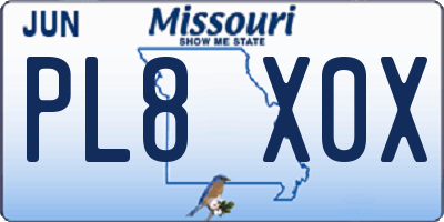 MO license plate PL8X0X
