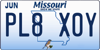 MO license plate PL8X0Y