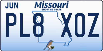 MO license plate PL8X0Z