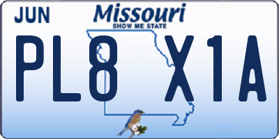 MO license plate PL8X1A