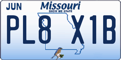 MO license plate PL8X1B