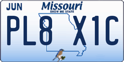 MO license plate PL8X1C