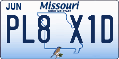 MO license plate PL8X1D