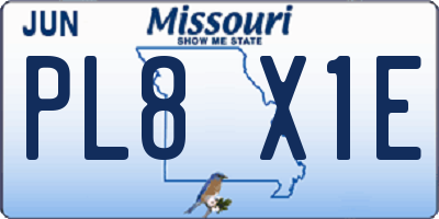 MO license plate PL8X1E