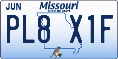 MO license plate PL8X1F