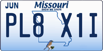 MO license plate PL8X1I