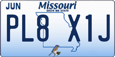 MO license plate PL8X1J