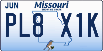 MO license plate PL8X1K