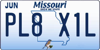 MO license plate PL8X1L