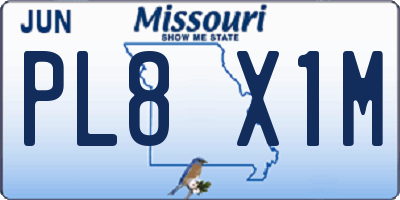 MO license plate PL8X1M