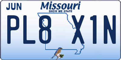 MO license plate PL8X1N