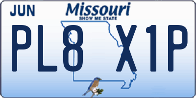 MO license plate PL8X1P