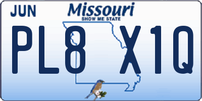 MO license plate PL8X1Q