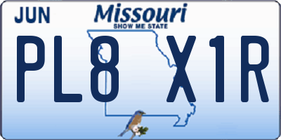 MO license plate PL8X1R