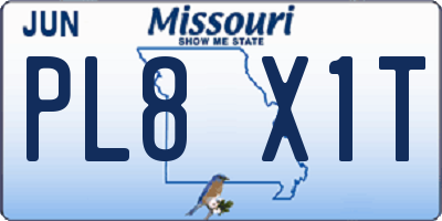 MO license plate PL8X1T