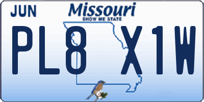 MO license plate PL8X1W