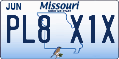 MO license plate PL8X1X