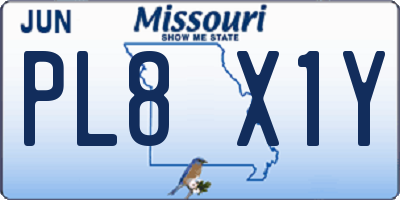 MO license plate PL8X1Y
