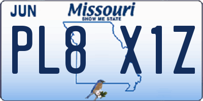 MO license plate PL8X1Z