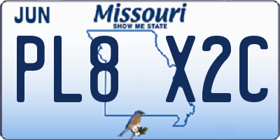 MO license plate PL8X2C