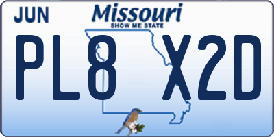 MO license plate PL8X2D