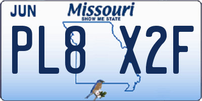 MO license plate PL8X2F