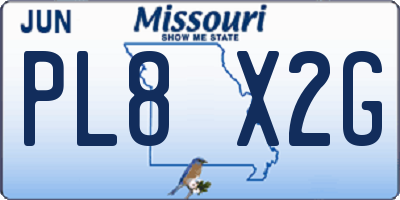 MO license plate PL8X2G