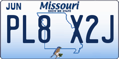 MO license plate PL8X2J