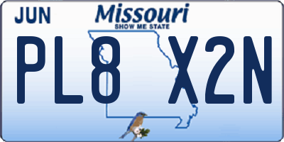 MO license plate PL8X2N