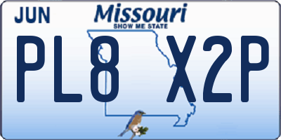 MO license plate PL8X2P