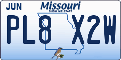 MO license plate PL8X2W