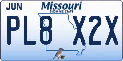 MO license plate PL8X2X