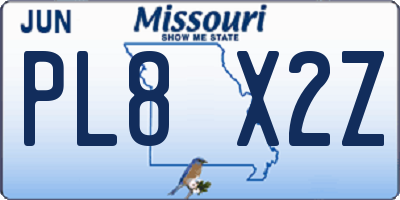 MO license plate PL8X2Z