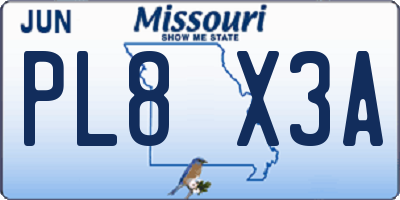 MO license plate PL8X3A