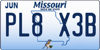 MO license plate PL8X3B