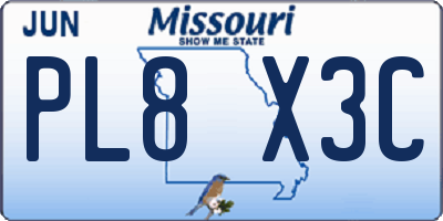MO license plate PL8X3C