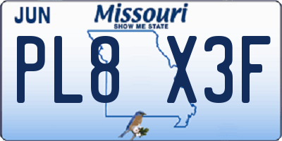MO license plate PL8X3F